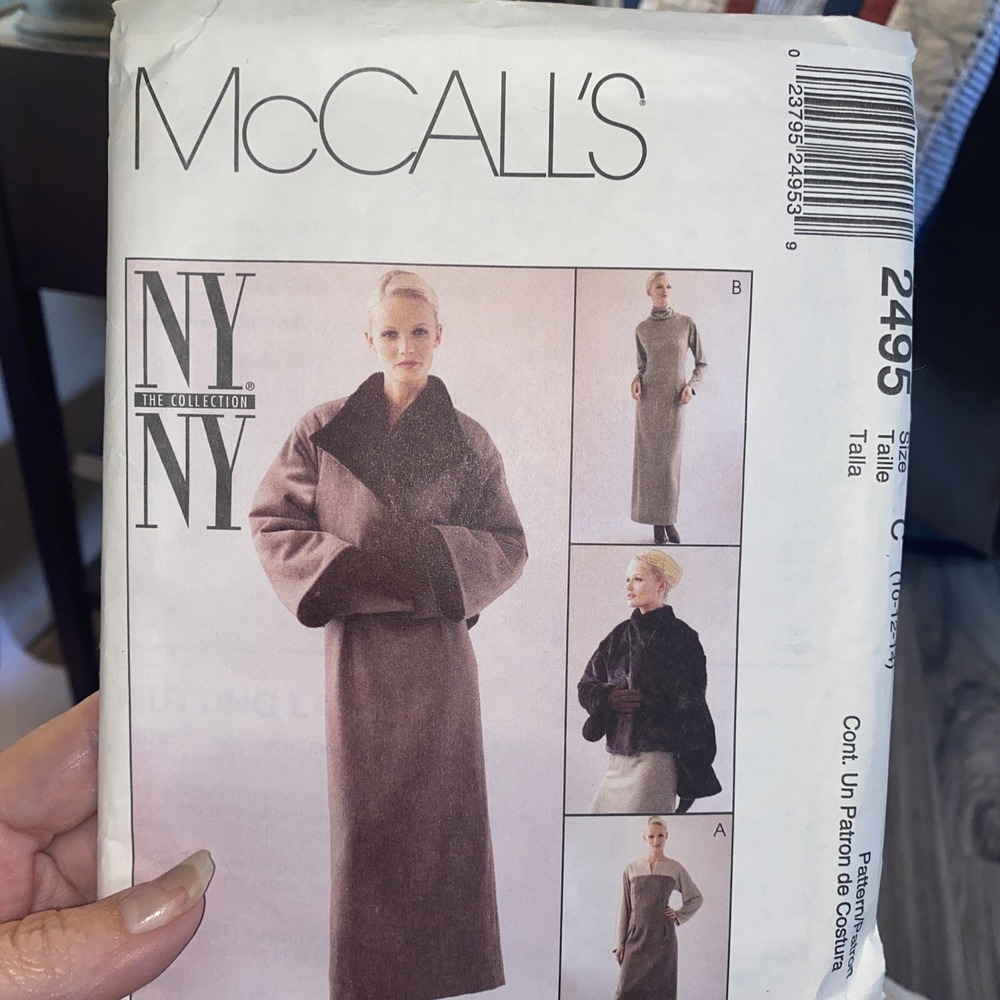 Vintage 1999 McCall’s 2495 Jacket Dress Pattern Size 10 12 14 NY NY Uncut